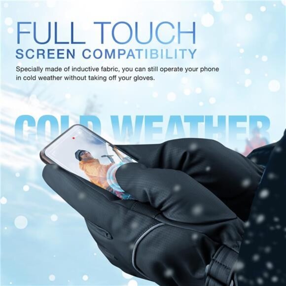 Men's Winter Ski Gloves Upgraded Windproof  Thermal with Touchscreen Fingers - Picture 2 of 6